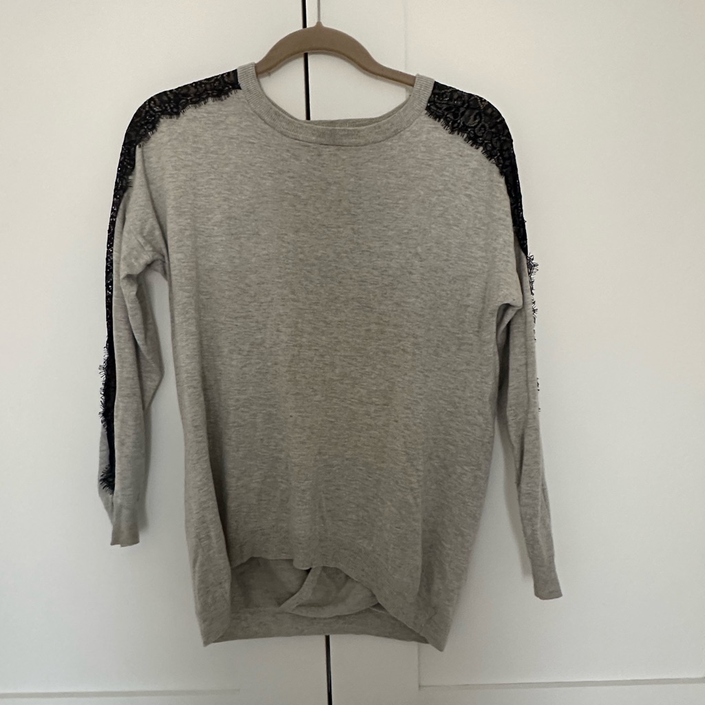 Karen Millen Open Back Grey Sweater With Lace Detailing